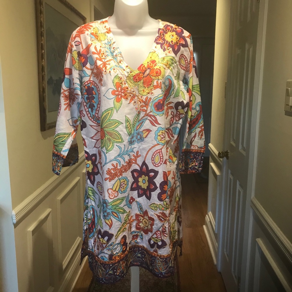 Jackpot - Lady floral pattern dress w/shimmer, M